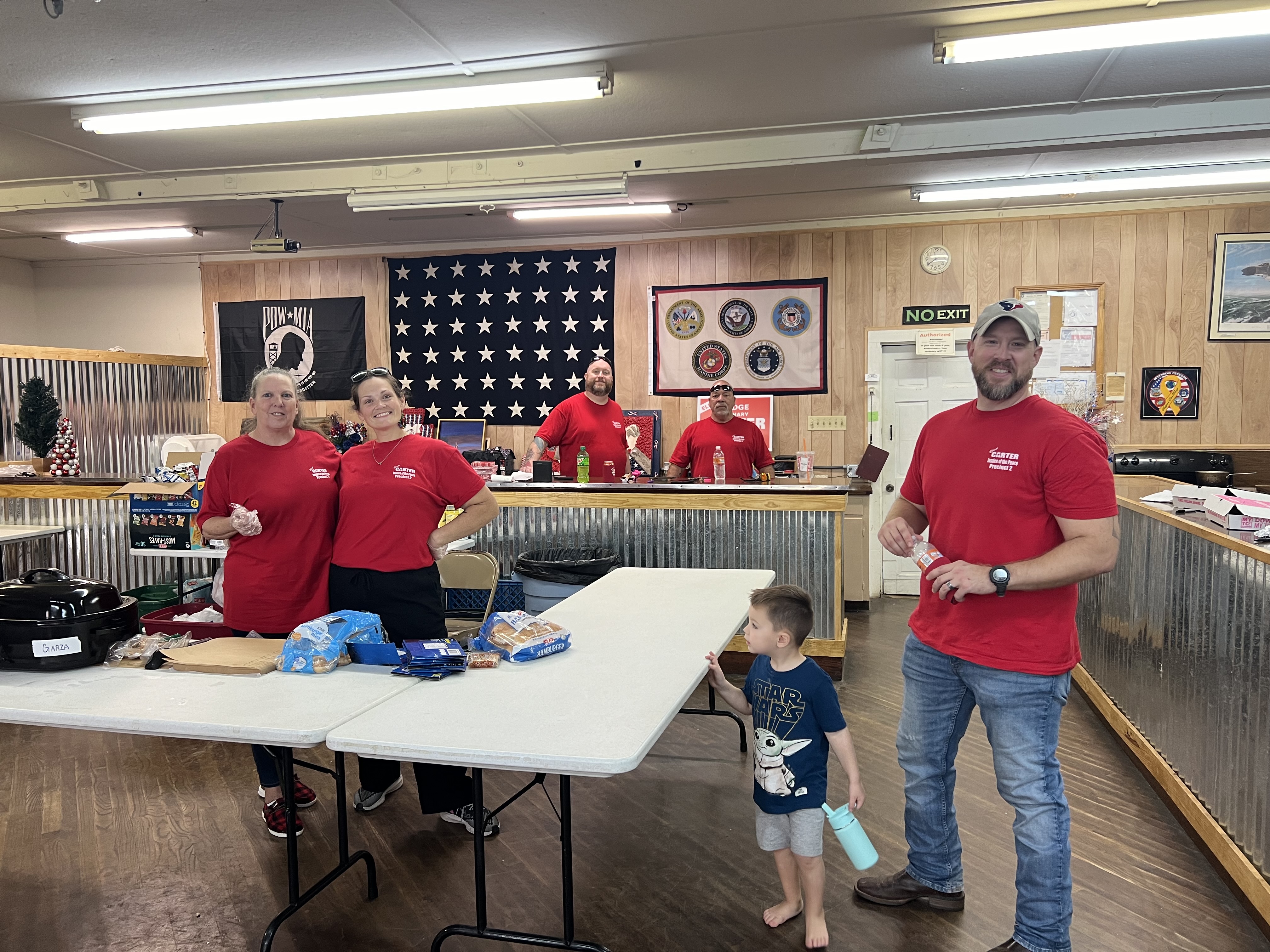 Zachary Carter and campaign team volunteering at a Bastrop County community event